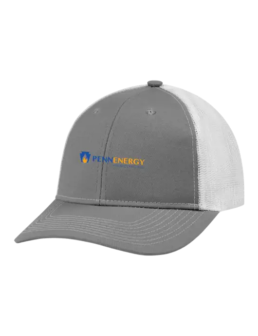Snapback Ponytail Trucker Cap Light Medium Heather Grey w/White Mesh w/PennEnergy Logo