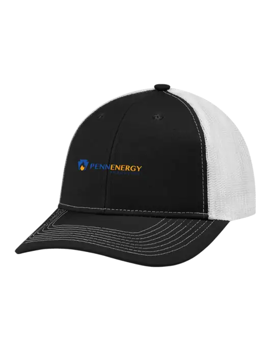 Snapback Ponytail Trucker Cap Black w/White Mesh w/PennEnergy Logo