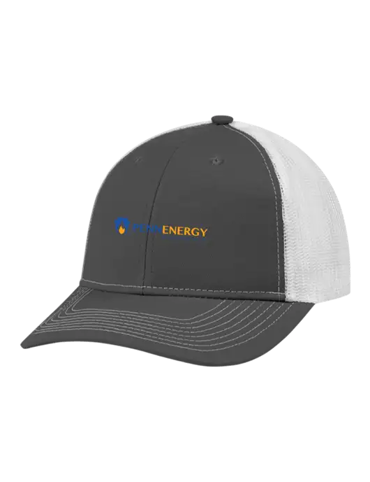 Snapback Ponytail Trucker Cap Dark Grey w/White Mesh w/PennEnergy Logo