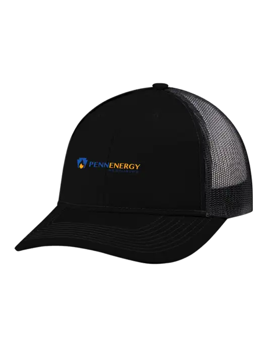 Snapback Ponytail Trucker Cap Black w/Black Mesh w/PennEnergy Logo