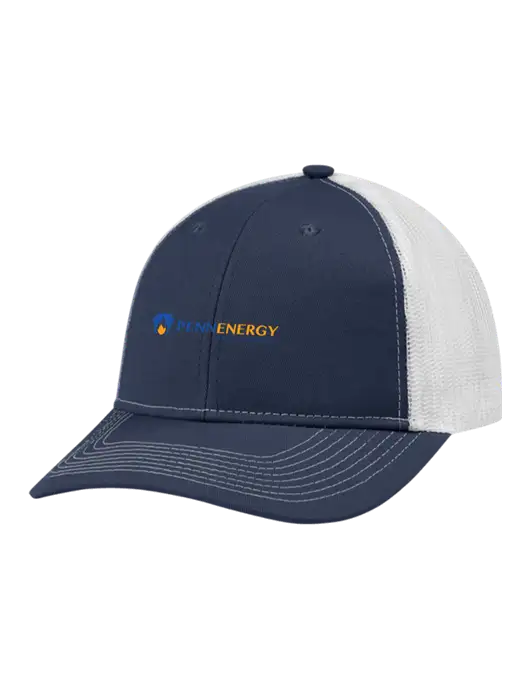 Snapback Ponytail Trucker Cap Navy w/White Mesh w/PennEnergy Logo