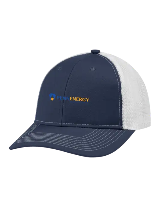 Snapback Ponytail Trucker Cap Navy w/White Mesh w/PennEnergy Logo