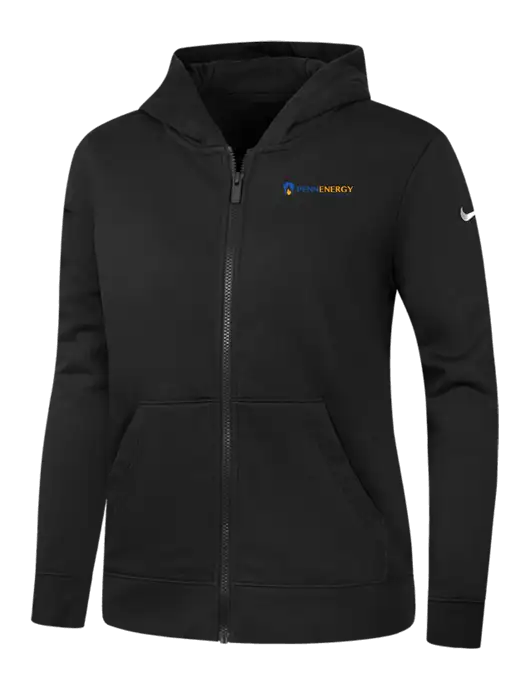 Nike Womens Club Fleece Sleeve Swoosh Full-Zip Black Hoodie w/PennEnergy Logo