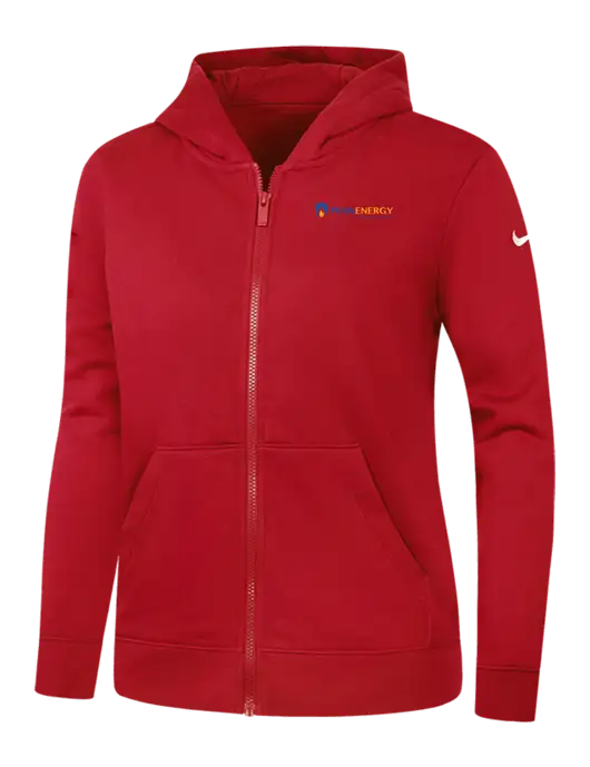 Nike Womens Club Fleece Sleeve Swoosh Full-Zip Red Hoodie w/PennEnergy Logo