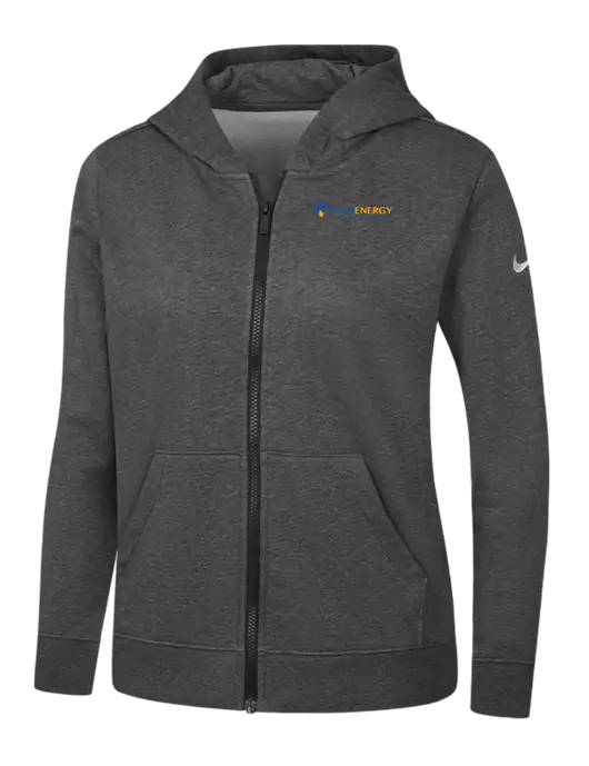 Nike Womens Club Fleece Sleeve Swoosh Full-Zip Charcoal Heather Hoodie w/PennEnergy Logo