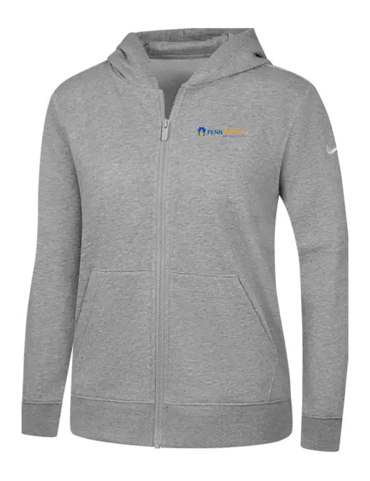 Nike Womens Club Fleece Sleeve Swoosh Full-Zip Dark Grey Heather Hoodie w/PennEnergy Logo