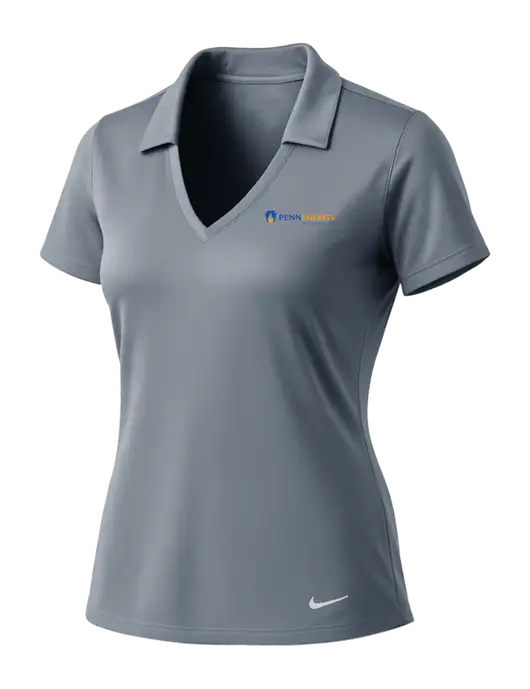 NIKE Medium Grey Womens Dri-Fit Vertical Mesh Polo w/PennEnergy Logo