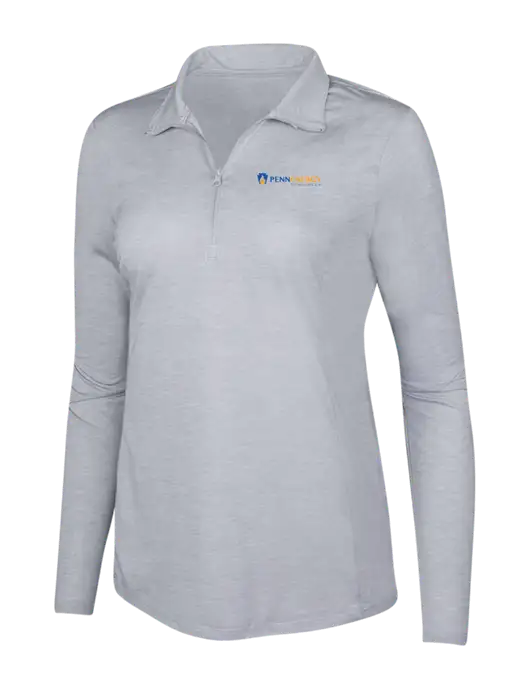 Light Grey Heather Womens Posicharge Tri-Blend Wicking 1/4 Zip Pullover w/PennEnergy Logo