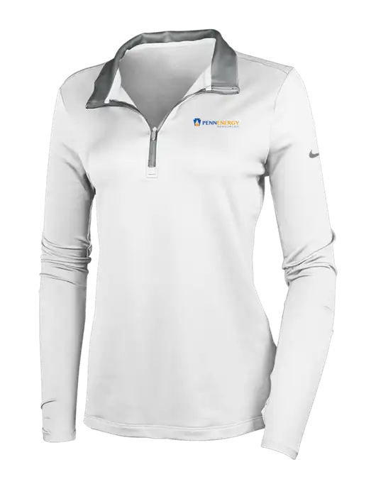 NIKE White/Dark Grey Womens Dry-Fit Stretch 1/2 Zip Cover-Up w/PennEnergy Logo