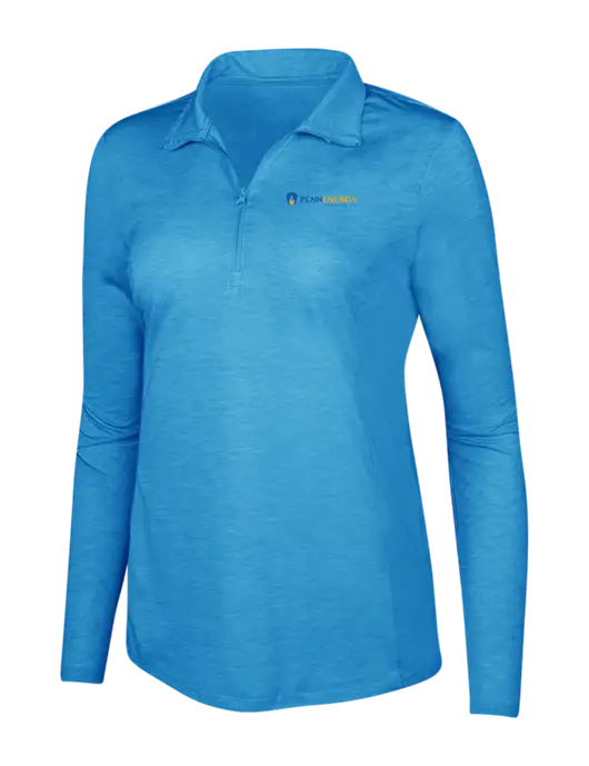 Light Blue Heather Womens Posicharge Tri-Blend Wicking 1/4 Zip Pullover w/PennEnergy Logo